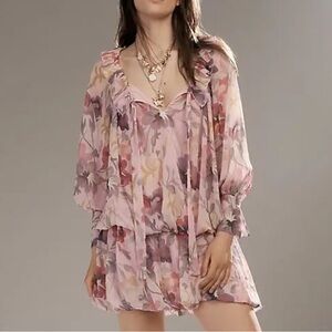 NWT Anthropologie MARE MARE Long-Sleeve Mini Dress Size M Floral New